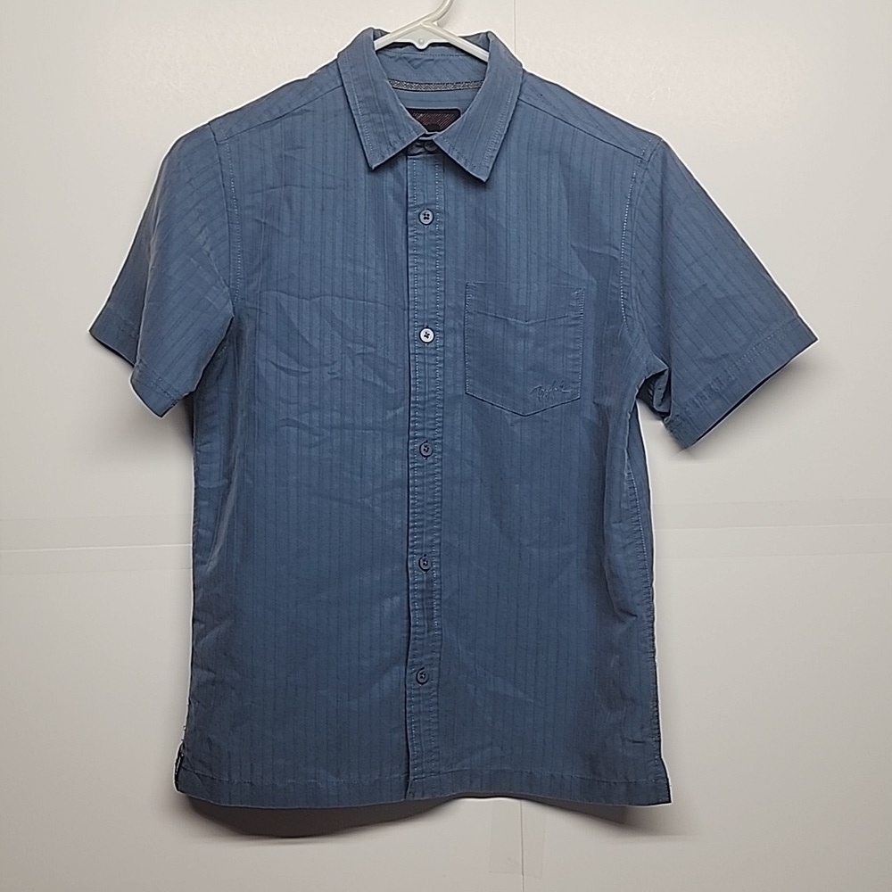 Tony Hawk sz M boys slate blue short sleeve button down 1 pocket shirt
